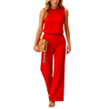 Women's Elegant Round-Neck Wide-Leg Jumpsuit for Work and Events