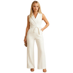 Women's Elegant Wrap-Front Wide-Leg Jumpsuit for Business Events