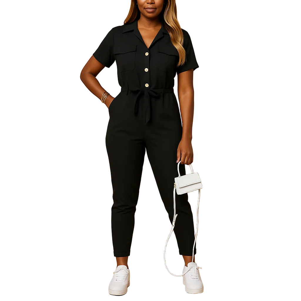 Women's Refined Button-Front Jumpsuit for Work and Events