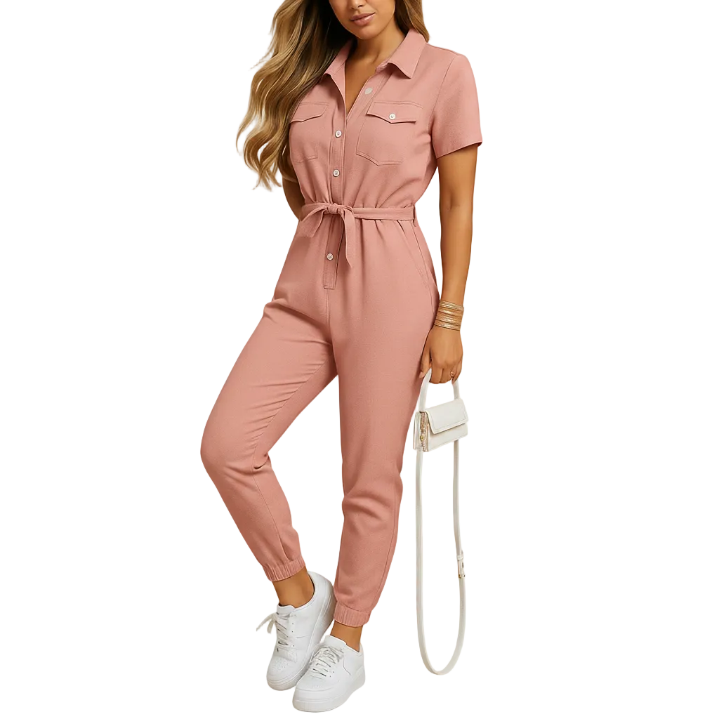 Women's Refined Button-Front Jumpsuit for Work and Events