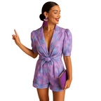 Women's Stylish Printed Short Jumpsuit with Belted Waist