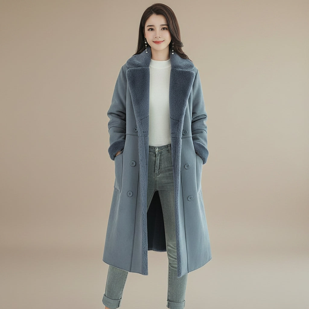 Women's slim fit winter coat back view