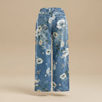 Women's high waist floral print denim jeans back view