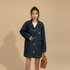 Women's Korean style denim coat back view