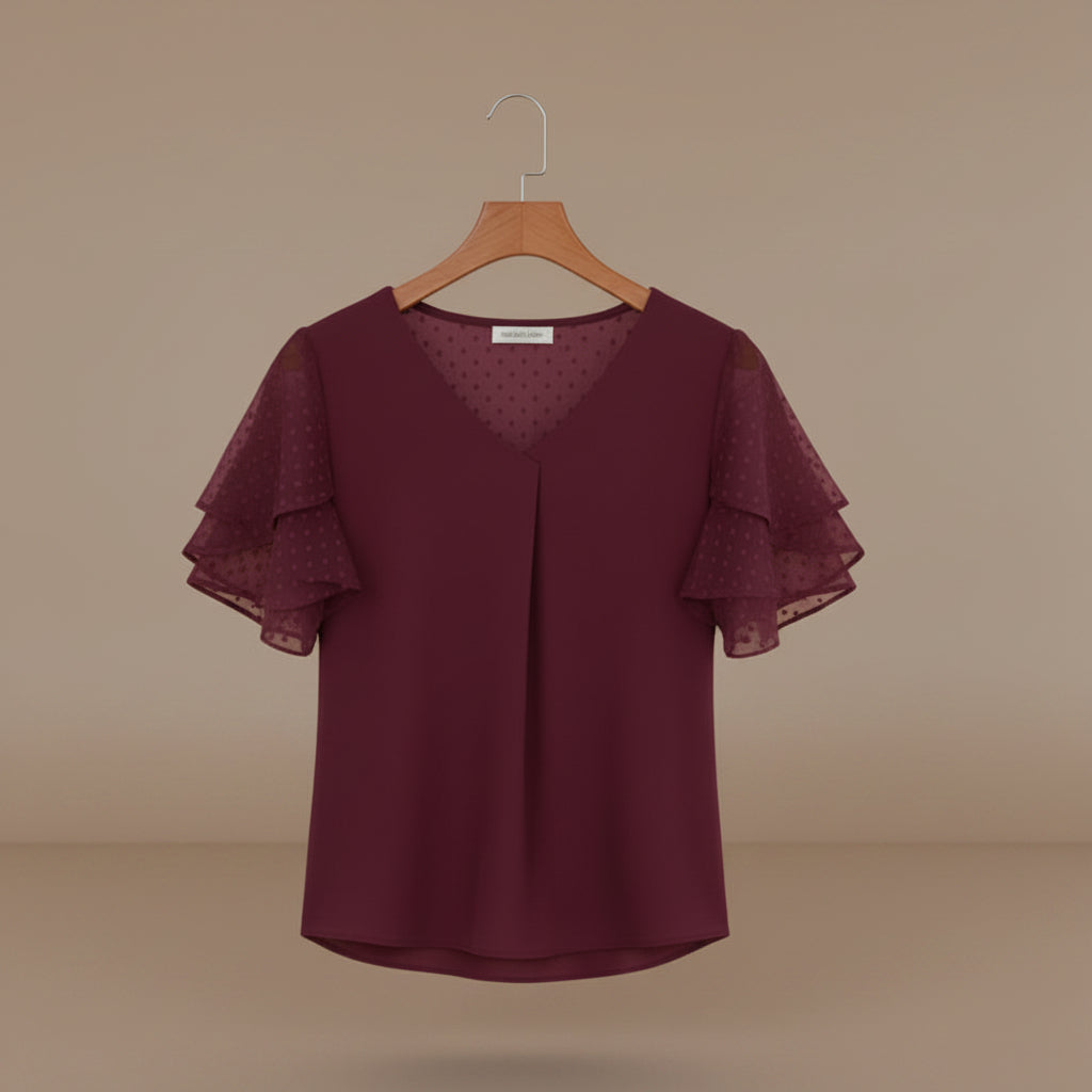 Women's loose fit chiffon blouse back view