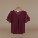 Women's loose fit chiffon blouse back view
