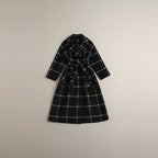 Women's plaid check pattern wool blend casual coat back view