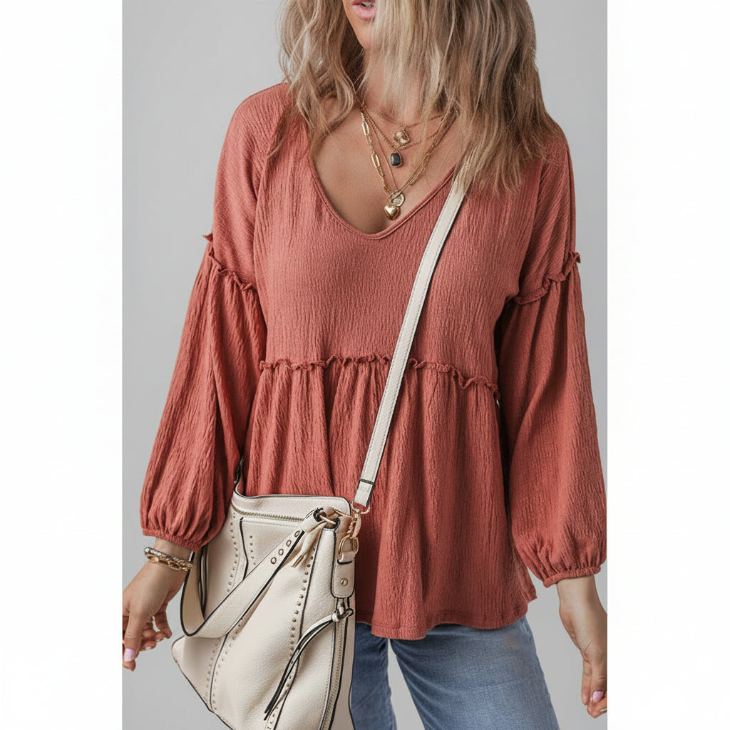 Women's loose fit chiffon blouse side view