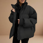 Full view of women's thick cotton padded puffer coat