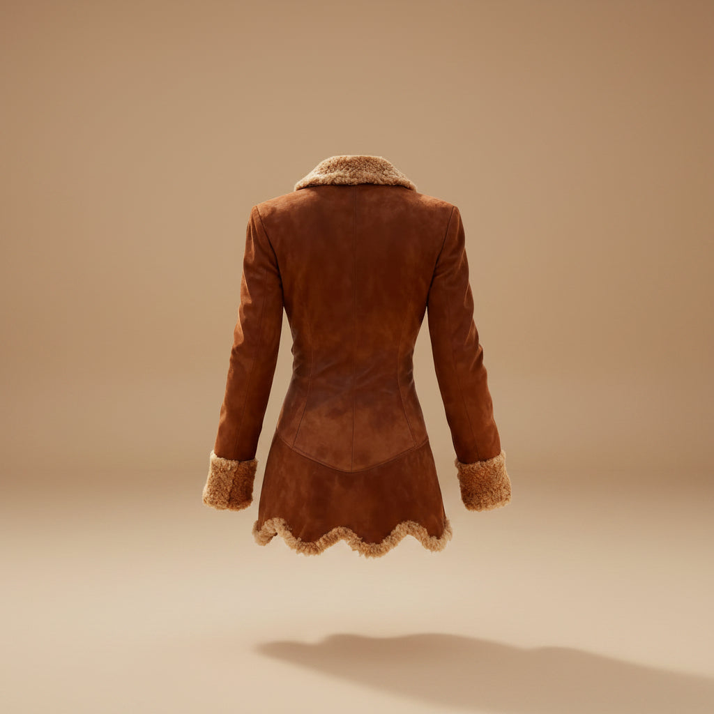 Women's thick fleece jacket with fur lining front view