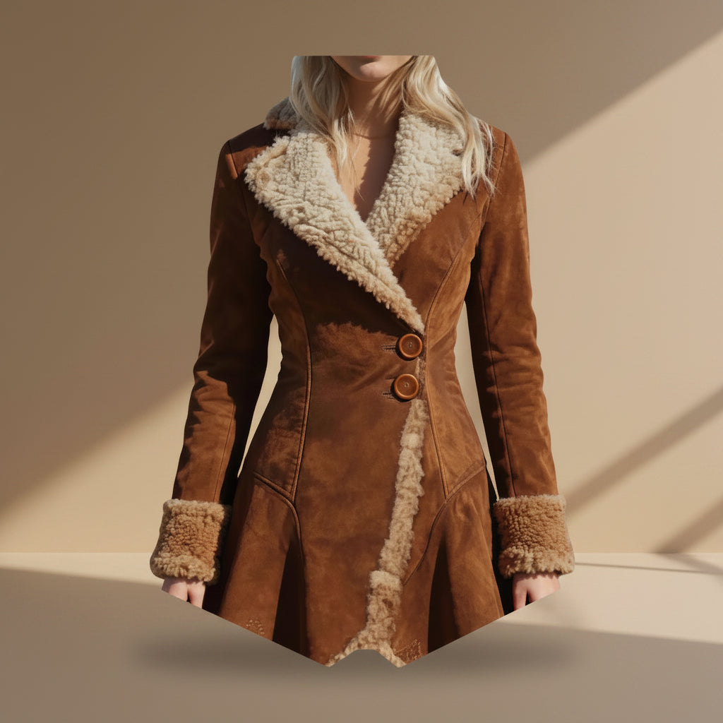 Full-length view of women's fleece jacket